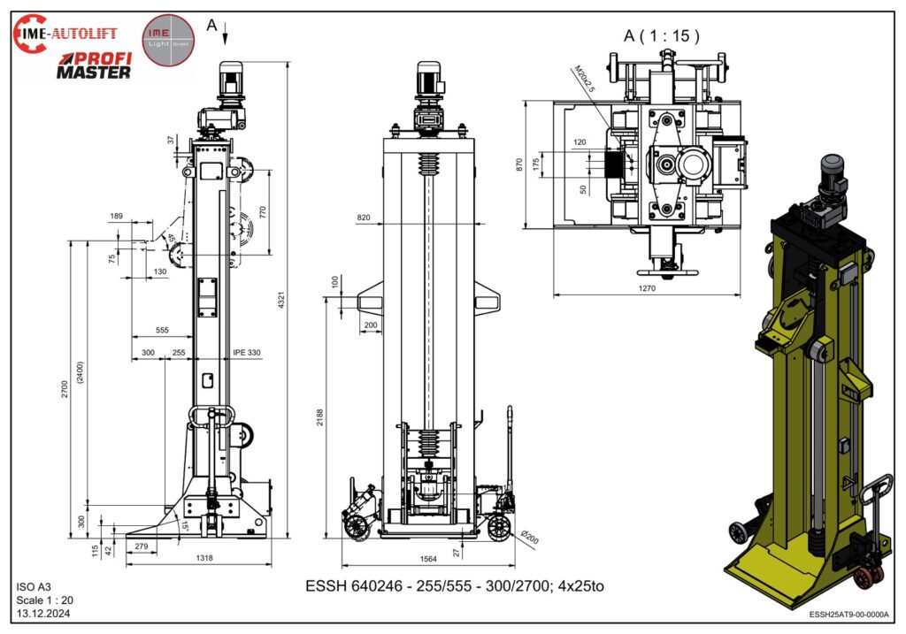 ESSH 400164 &ndash; S&auml;ulenhebeanlage 16 &times; 25 t